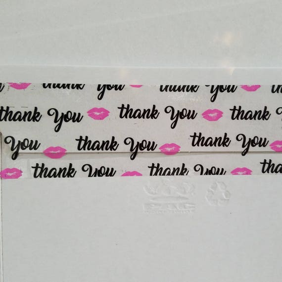Thank You Packaging Tape with Pink Lips