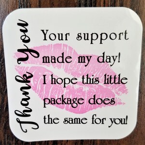 Thank You Stickers | Packaging Labels | Business Stickers | LipSense | Square Stickers | Girl Boss | &quot;Your Support Made My Day&quot; | Pink Lips