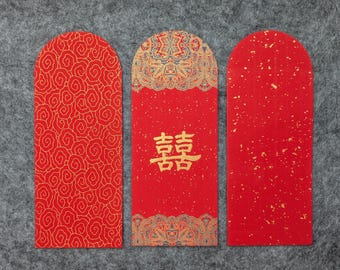 Chinese Red Envelope (hongbao) with Handwritten Calligraphy | 8.8*18cm thick paper