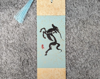 Hand-painted Horse Bookmark, Chinese Calligraphy/painting Art, Lunar New Year Gift