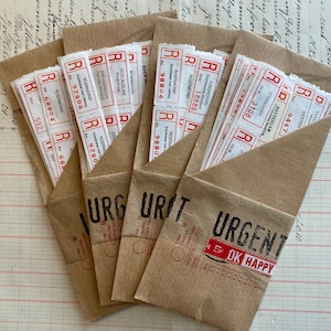 Etiquetas para correo certificado con franqueo vintage, tiras de 4.