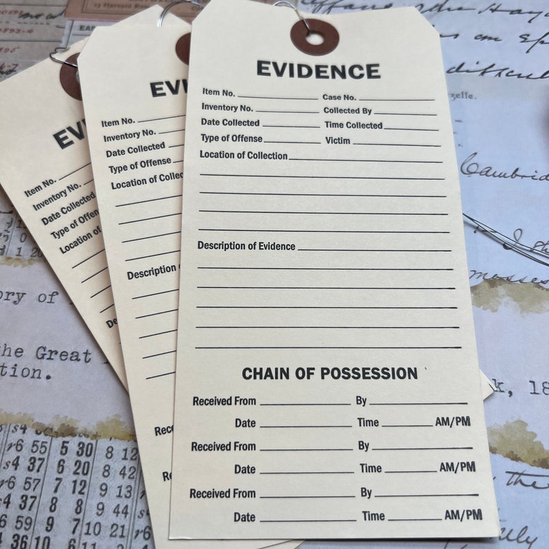 Set of 6 Evidence- Police Journaling Tags. Ephemera Junk Journal ...