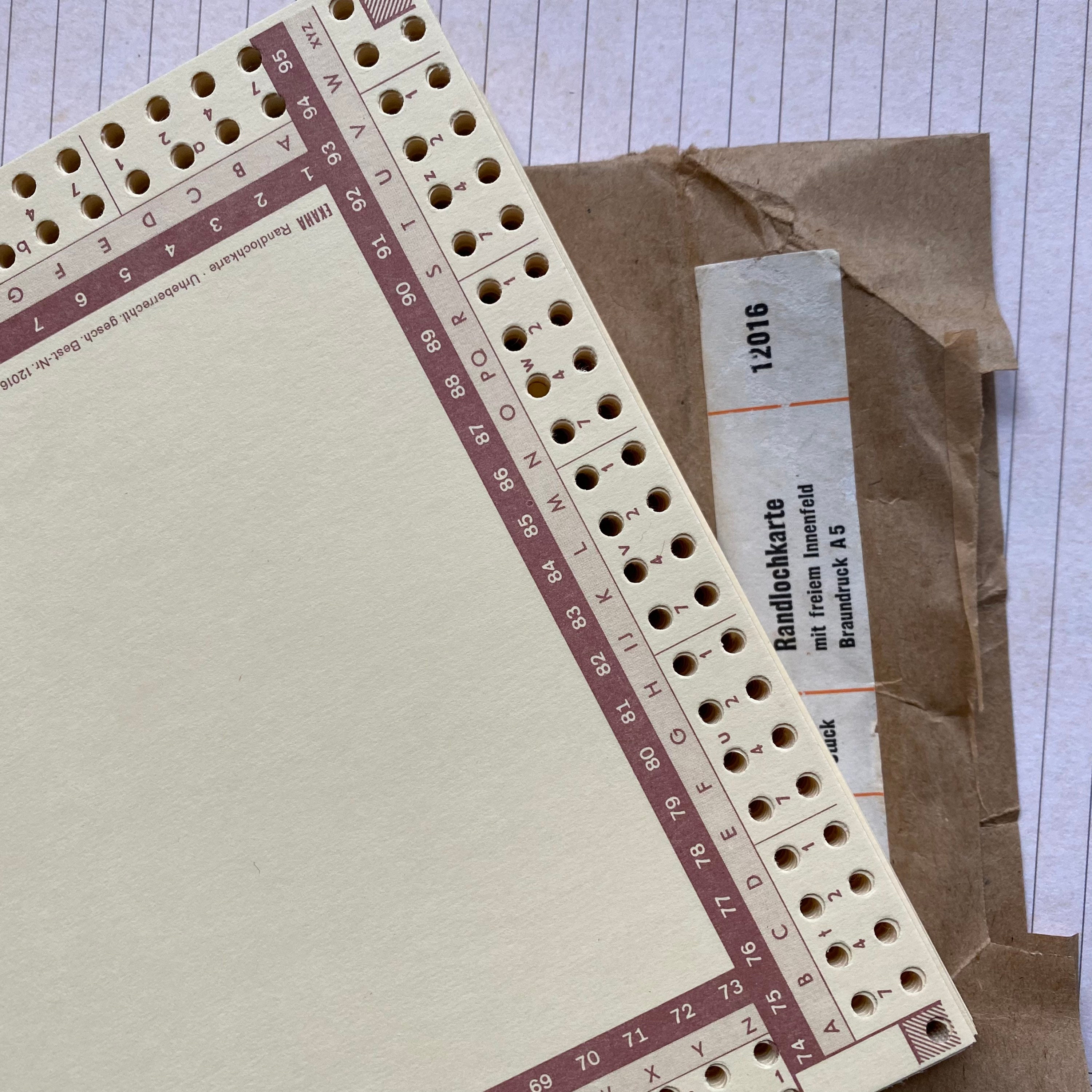 Border Punched Cards - Vintage Edge Punch Cards - Notched