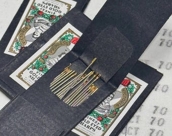 Princess Victoria, Superfine needles, finest gold eyed sharps. Vintage. Pack of 24, new old stock, prop, beading, haberdashery