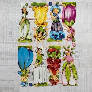 German scrap - FLOWER CHILDREN illustrations. Die-cuts, ephemera, relief paper, nostalgic, paper craft, embellishment, decoration, scrapbook