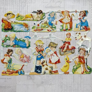 German scrap - children 50’s  illustrations. Die-cuts, ephemera, relief paper, nostalgic, paper craft, embellishment, decoration, scrapbook