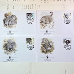 Beautiful WWF envelopes with matching stamps. Set of 4 official first day covers  Tajikistan