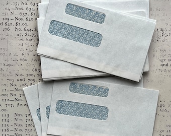 Vintage double window envelopes. White envelopes with glue sealed bottom for sending cheques.