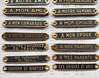 Vintage funeral plaque, mortuary, cemetery tomb | cabinet of curiosities | 14cm | aluminum grave board, personalized, prop, halloween, black