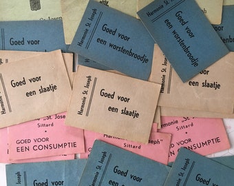 Vintage food tickets, coupons - set of 15
