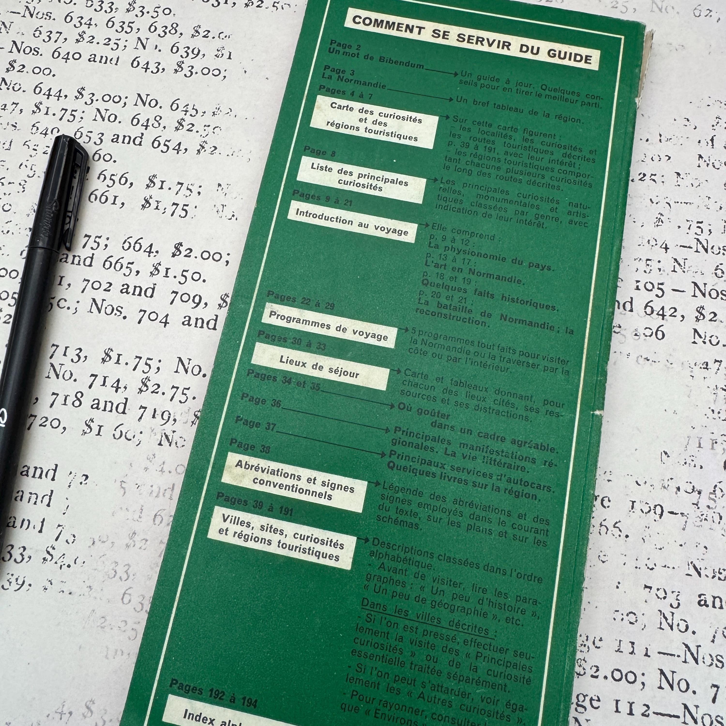 1960's Vintage Michelin Green GUIDE. NORMANDY . Published by