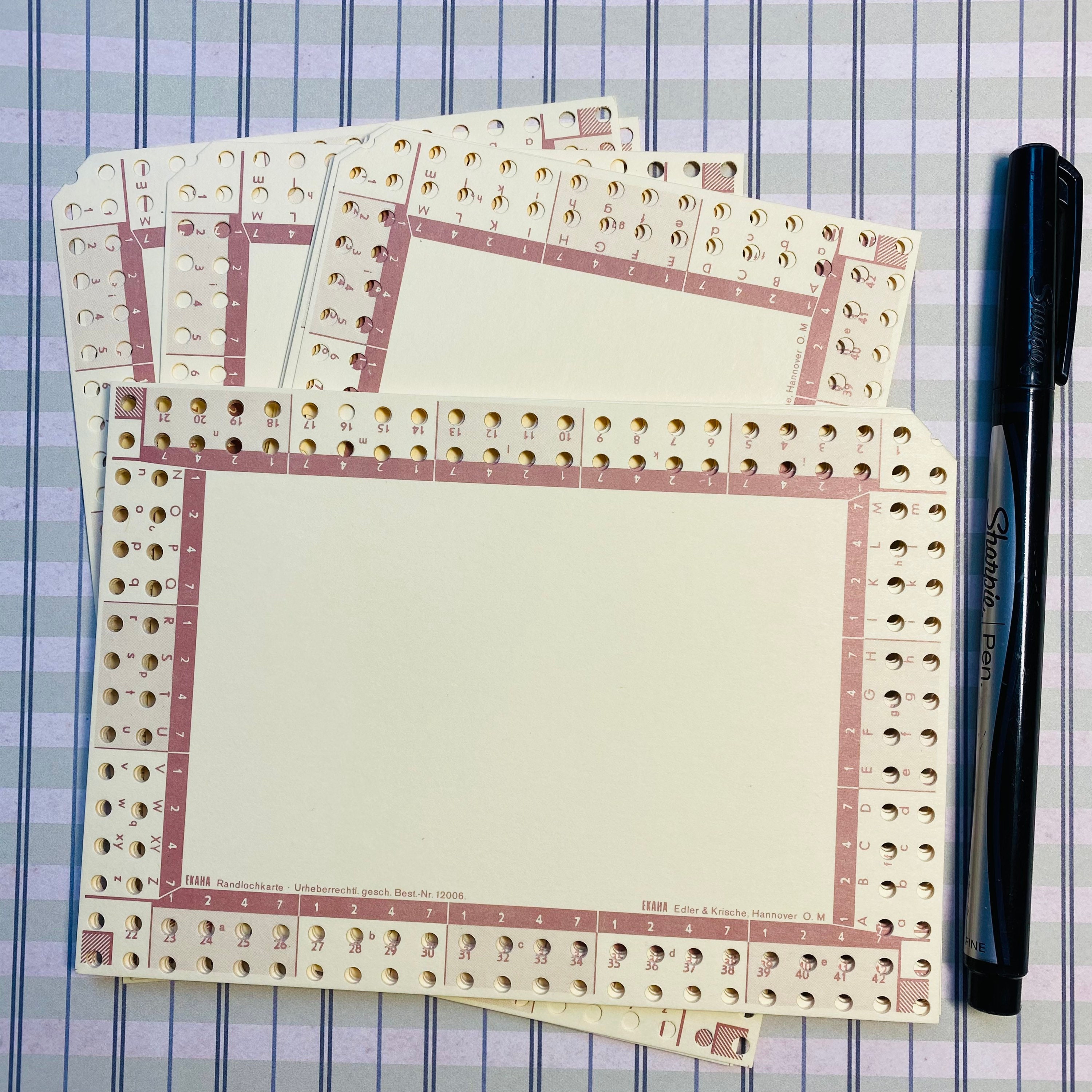 Border Punched Cards - Vintage Edge Punch Cards - Notched
