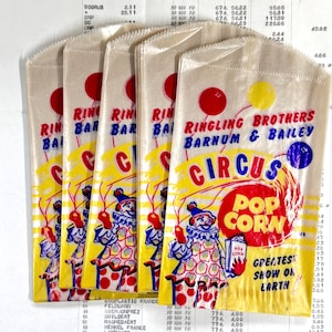 Sacs en papier vintage, très vieux sacs à popcorn en papier glassine. années 1950.