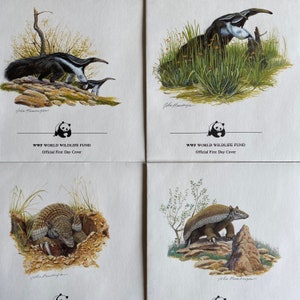 Beautiful WWF envelopes with matching stamps. Set of 4 official first day covers Paraguay 1988