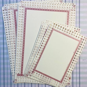 Border punched cards - vintage edge punch cards - notched cards