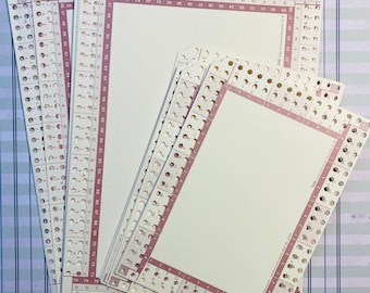 Border punched cards - vintage edge punch cards - notched cards