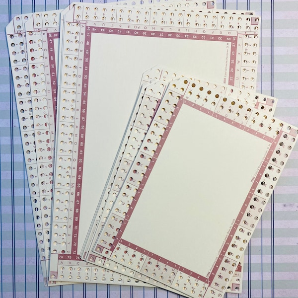 Border punched cards - vintage edge punch cards - notched cards