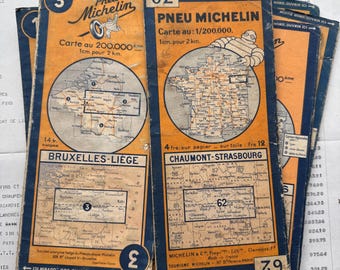Vintage Michelin Road Maps of France, Belgium, Luxembourg