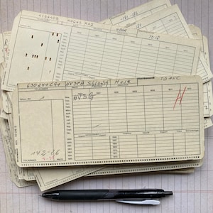 Vintage index cards from wild construction factory afbeelding 2