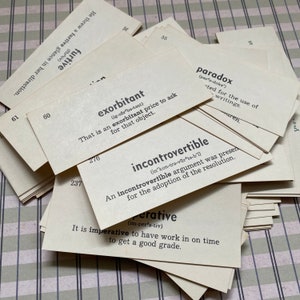 Vintage Vokabelkarten, Latein, Englisch, Französisch und Spanisch