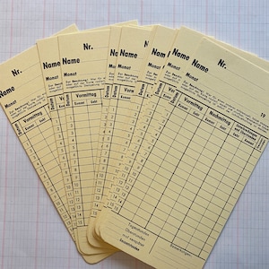 Vintage time registration cards from Germany. Journaling cards.  Ephemera junk journal vintage style. Planner insert cards