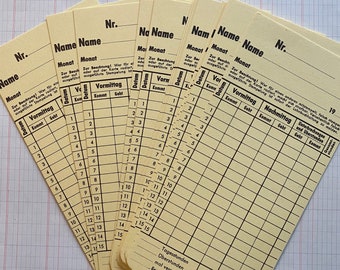 Vintage time registration cards from Germany. Journaling cards. Ephemera junk journal vintage style. Planner insert cards