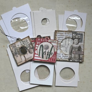 Vintage unused cardboard coinholders, coin flips, mixed media, junk journal, make your own specimen cards.