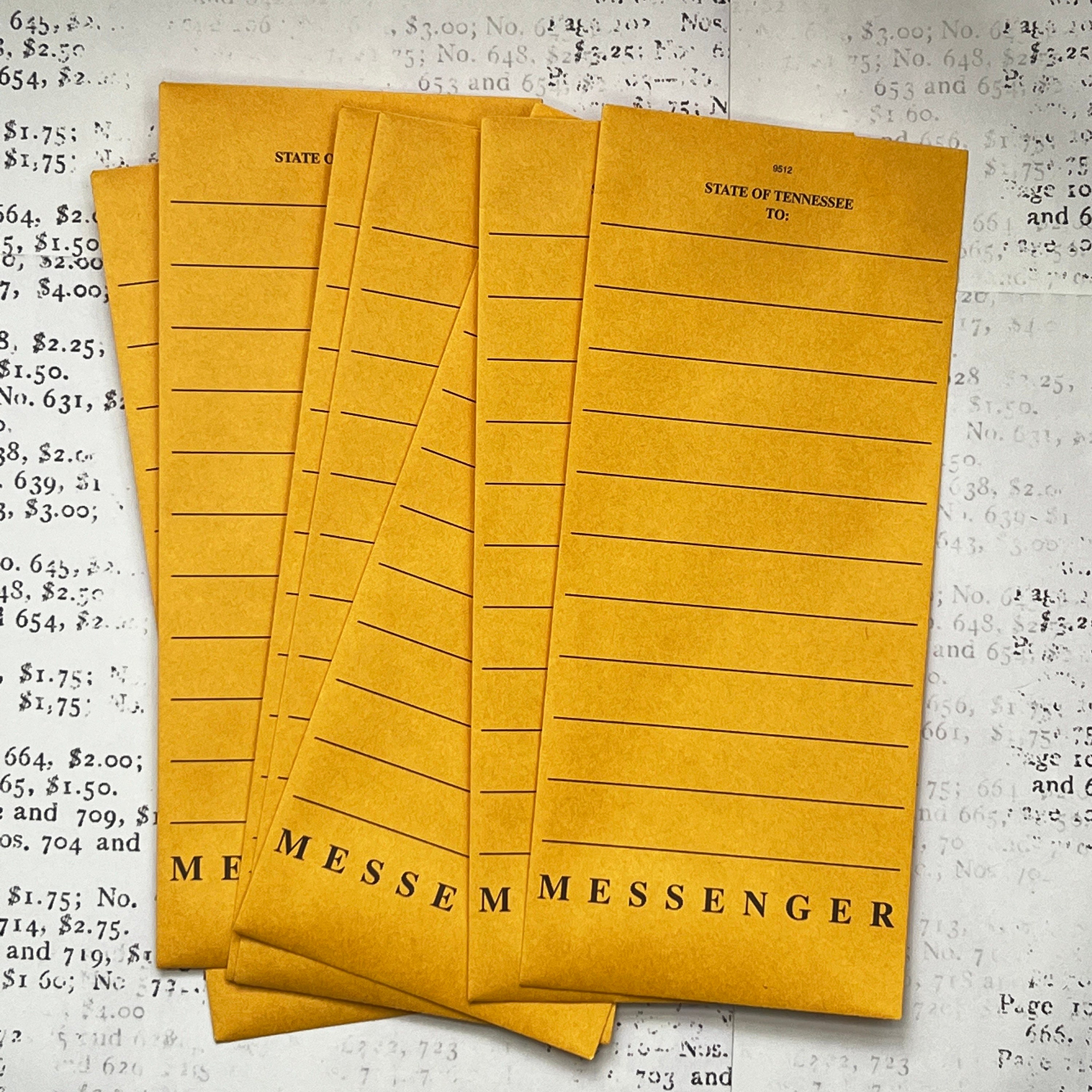 Sturdy large messenger envelopes, manila paper, state of Tennessee