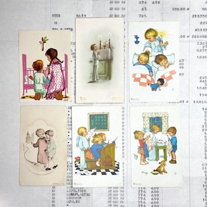 Cards with religious illustrations. Set of 6. Holy Children Cards, Bible markers, religion ephemera, prayer cards, journaling.