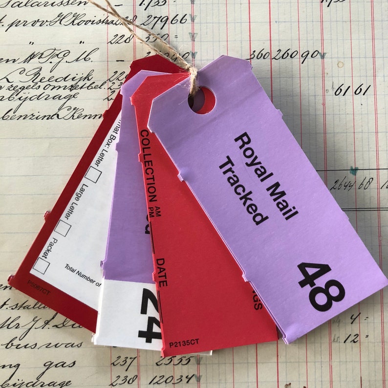 20 x Royal Mail Tags UK Postal services red & purple tags Etsy