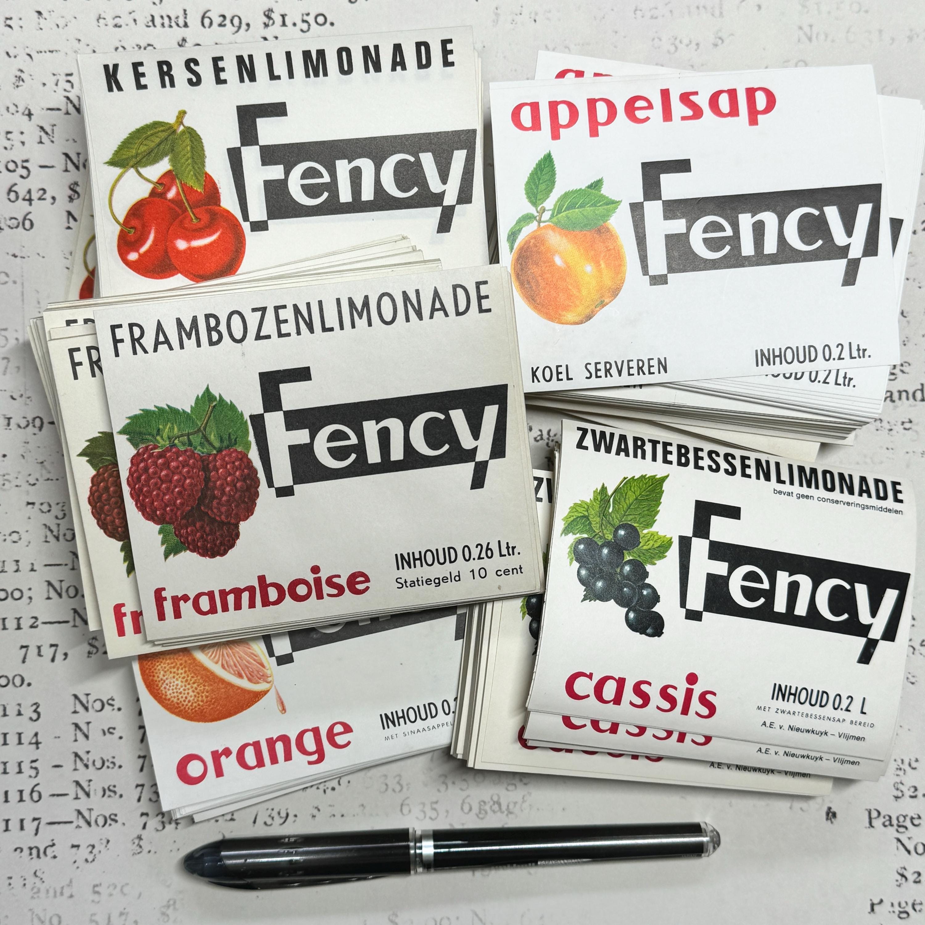 Set With 5 Vintage Fency Bottle Labels - Orange, Cerise, Applejuice ...