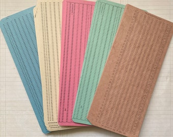 IBM punch cards - craft, blue, green, pink & off-white, please choose your color
