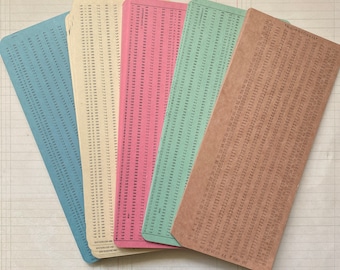 Schede perforate IBM: artigianali, blu, verde, rosa e bianco sporco, scegli il tuo colore