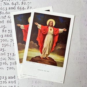 French Card with religious illustration. Holy Cards, Bible markers, religion ephemera, prayer cards, scrapbooking, journaling.