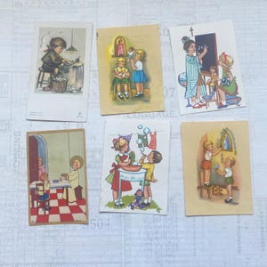 Cartes avec illustrations religieuses pour enfants. Ensemble de 6. Cartes sacrées, marqueurs bibliques, éphémères religieux, cartes de prière, journalisation.