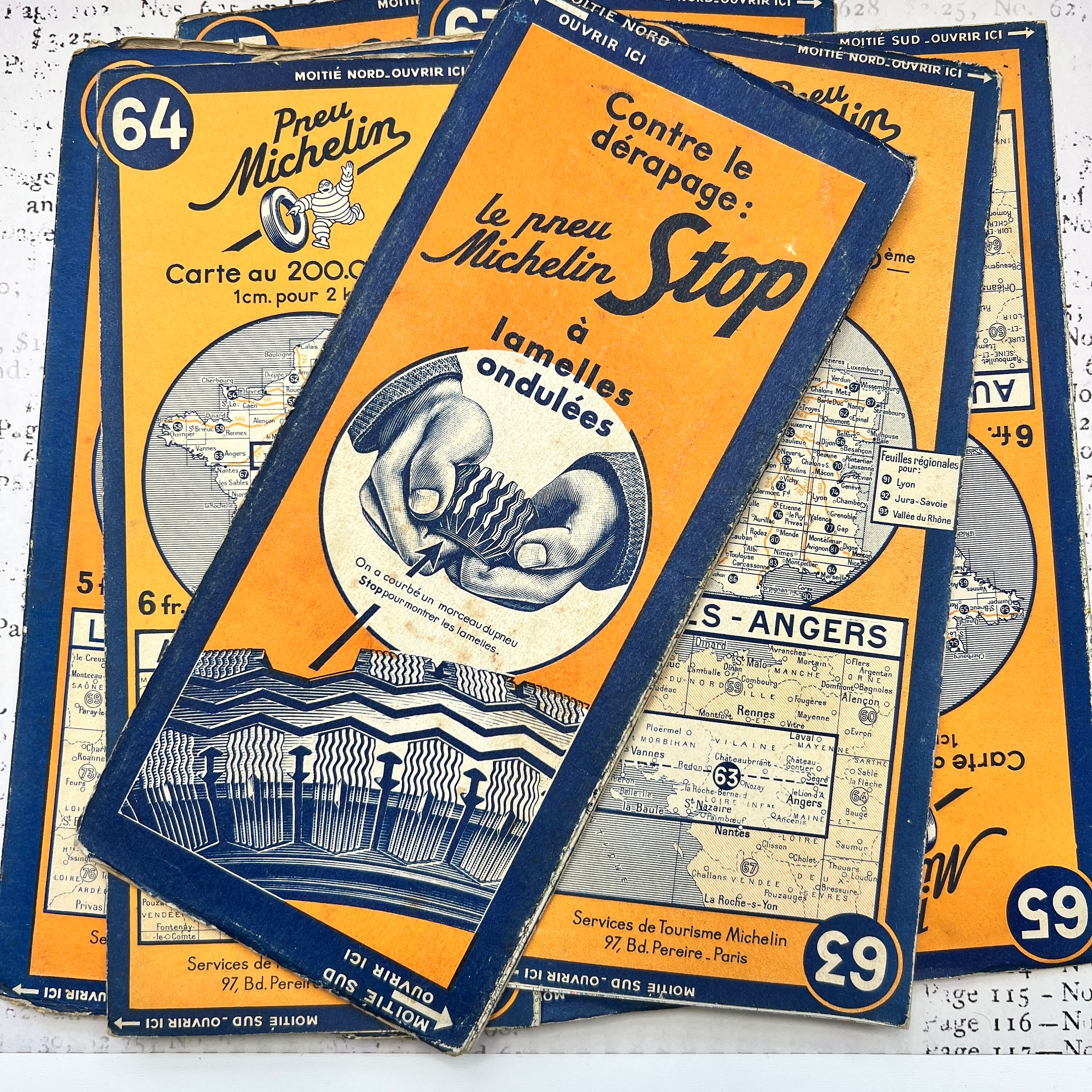 Rさま専用商品 ミシュラン フランス ロードマップ アンティークブック Vintage Michelin Road Maps of France, French Regions