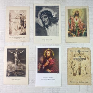 Cards with religious  illustrations. Set of 6. Holy Cards, Bible markers, religion ephemera, prayer cards, journaling.