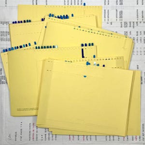 Indice d'epoca, divisori per schede A5. Uso ufficio. Ottime per realizzare diari (artistici), ecc. Schede indice vintage, gialle.