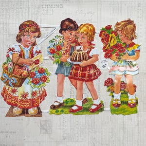 Scrap alemán - ilustraciones infantiles de los años 50. Troqueles, efímeras, papel en relieve, nostálgico, manualidades de papel, adornos, decoración, álbumes de recortes