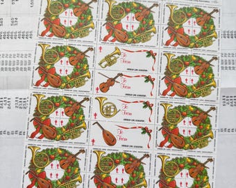 1991 Christmas seal greetings, sheet with rubberized stamps. American Lung Association, VINTAGE Season Greetings