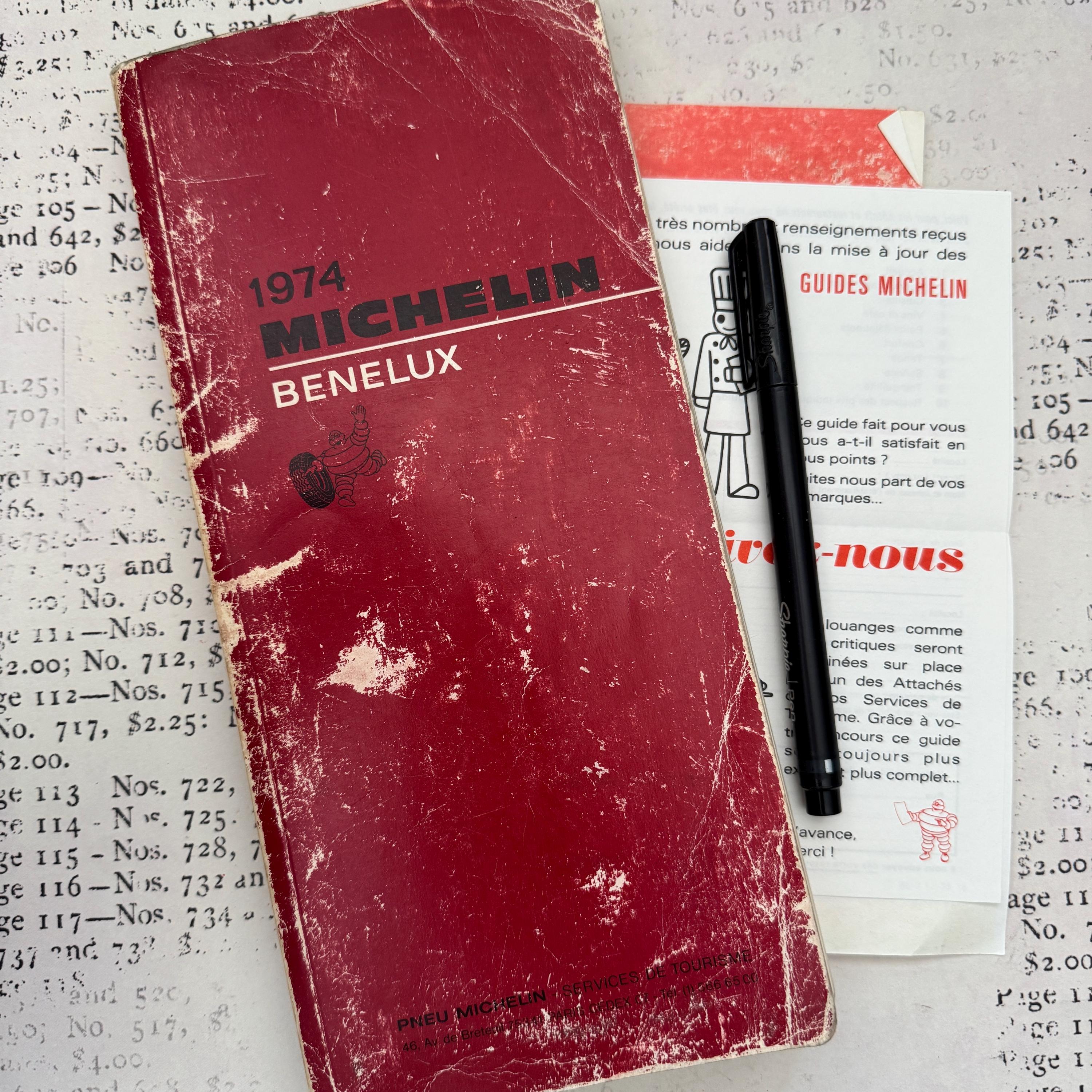 1974 Vintage Michelin GUIDE. BENELUX. Published by Service