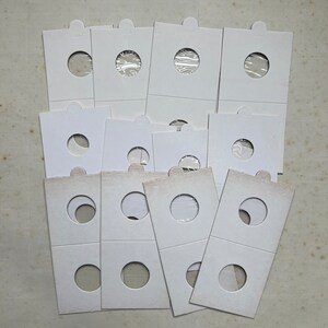 Vintage unused cardboard coinholders, coin flips, mixed media, junk journal, make your own specimen cards. Set of 12