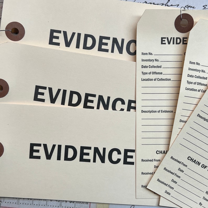 Set of 6 Evidence- Police Journaling Tags. Ephemera Junk Journal ...