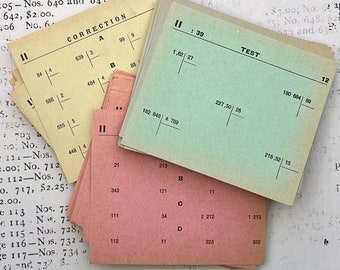 Vintage multiplication - orange - yellow - green, division cards from French school.