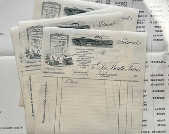 Vintage Belgium Paper, mechanical weaving company. Est. 1865.  Set of 2 lovely thin paper sheets - letterheads - statements