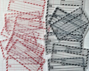 Vellum labels.