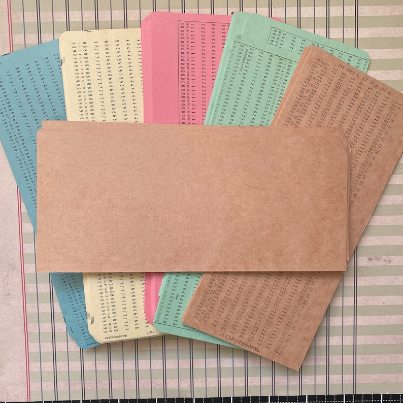 IBM punchcards craft, blue, green, pink & off-white, please choose your color afbeelding 9