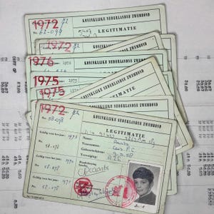 Cartão de identificação do clube de natação vintage. Datado de 1970, genuíno, sem impressões ou cópias.