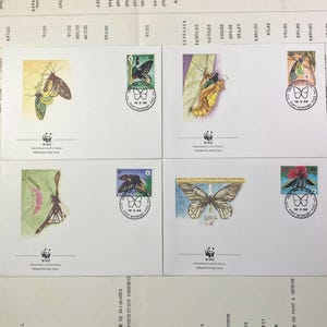 Beautiful WWF envelopes with matching stamps. Set of 4 official first day covers  Papua new Guinea 1988