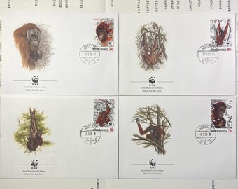 美しいWWFの封筒とそれに合わせた切手。インドネシア1989年公式初日